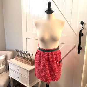 Vintage Floral Half Apron Everyday Red Green Prairie Homemaker